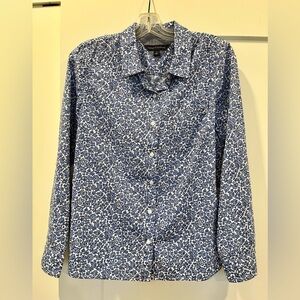 Tommy Hilfiger Blue and White Floral Pattern Shirt